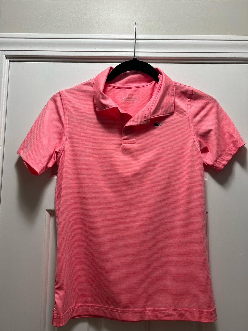 Vineyard Vines Hot Pink Striped Performance Polo Size Small 8-10